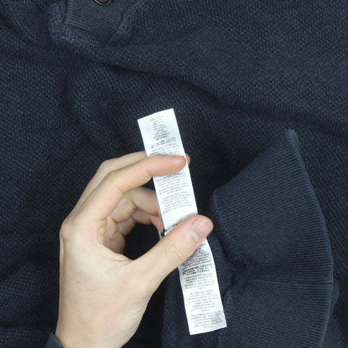 RJR John Rocha Mens Blue Collared Pullover Jumper Size M Cotton Blend