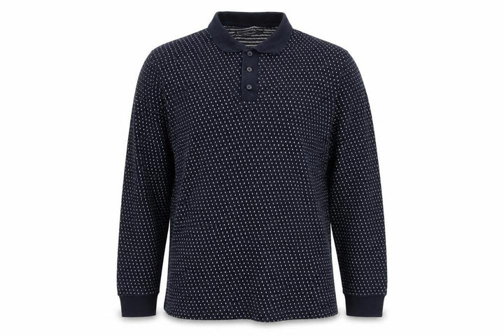 French Connection Men's Blue XL Long Sleeve Knit Polo Shirt