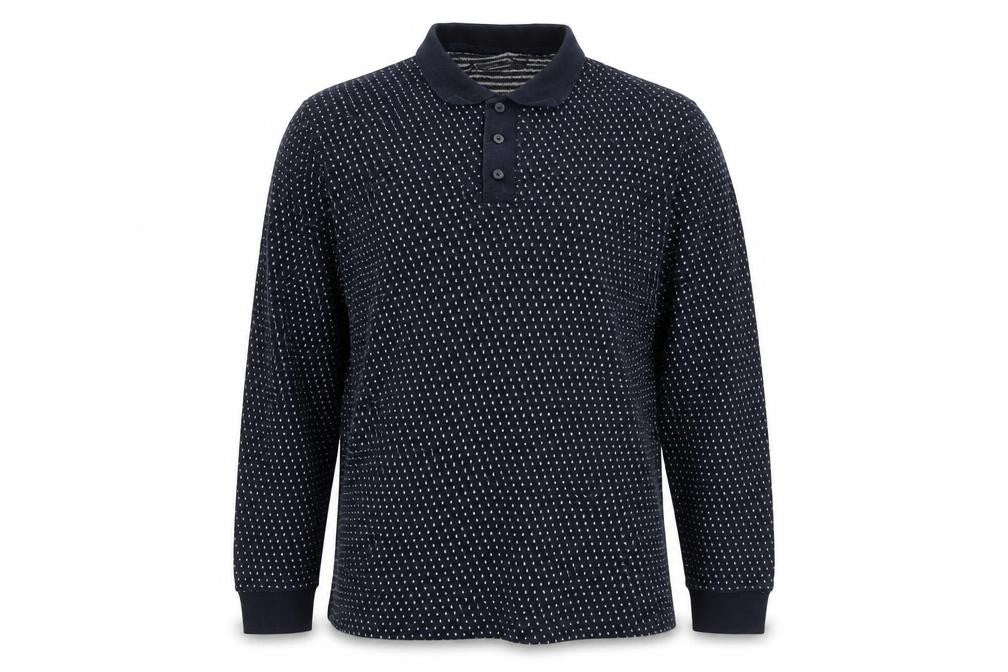 French Connection Men's Blue XL Long Sleeve Knit Polo Shirt