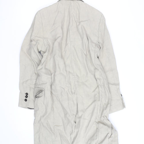 Zara Woman Beige Linen Blend Long Double Breasted Coat Size XS
