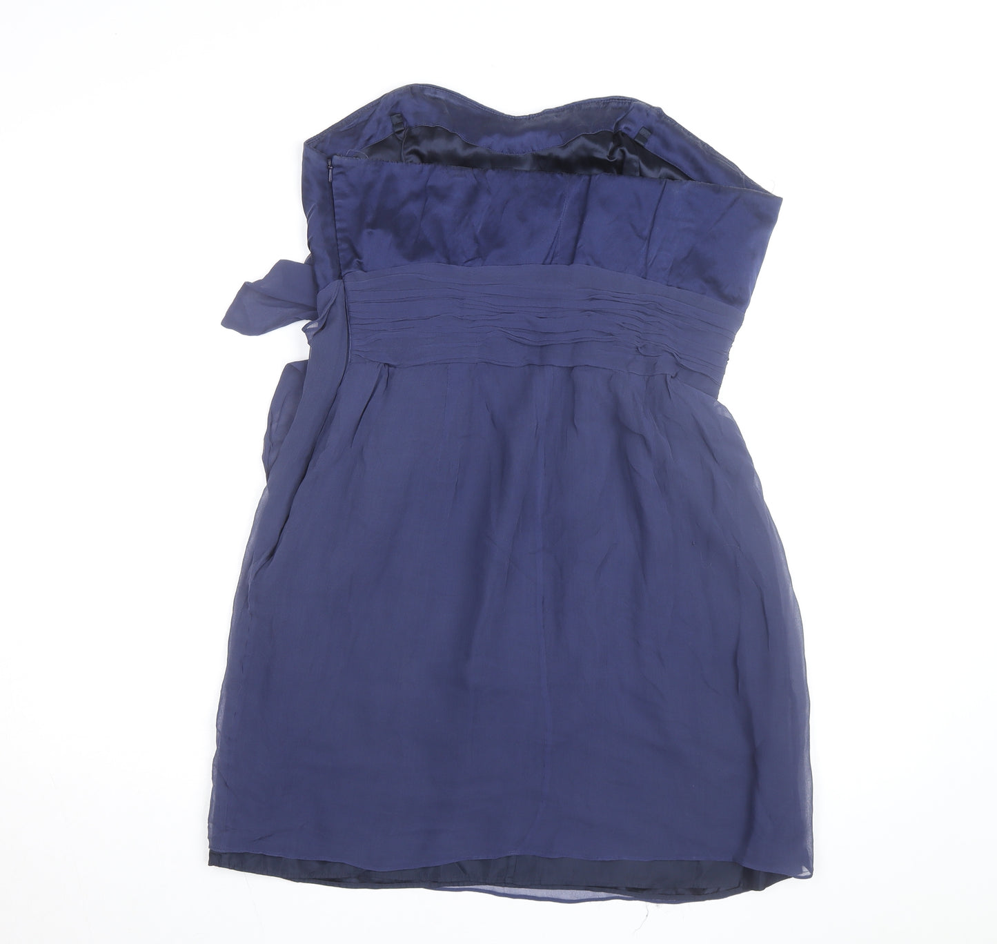 Coast Women's Blue Silk Strapless Short Dress Size 16