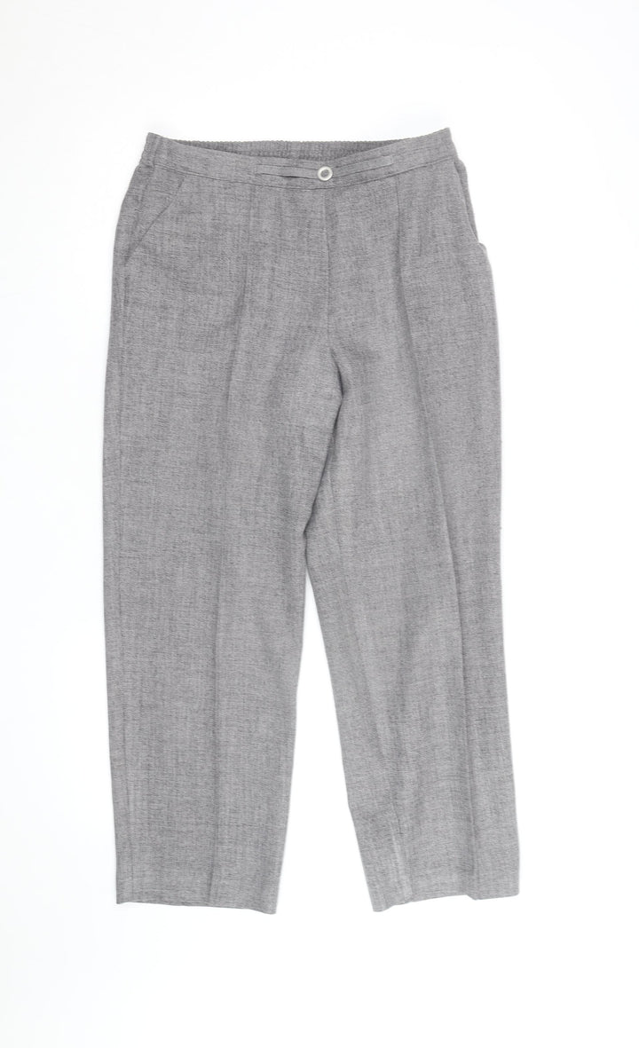 Marks and Spencer Women's Grey Herringbone Elastic Waist Trousers UK 12