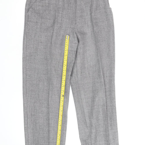 Marks and Spencer Women's Grey Herringbone Elastic Waist Trousers UK 12