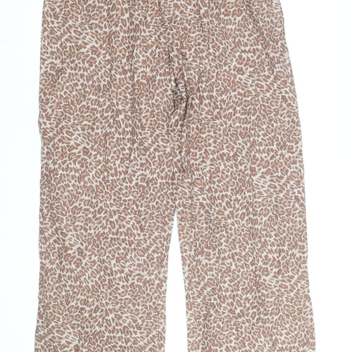 Marks and Spencer Womens Beige Animal Print Cotton Modal Trousers Medium