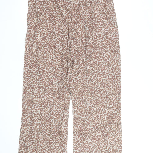 Marks and Spencer Womens Beige Animal Print Cotton Modal Trousers Medium