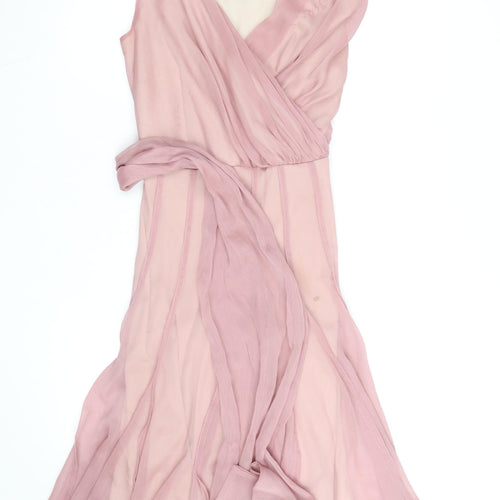 Principles Women Pink Size 10 Sleeveless Chiffon Wrap Dress