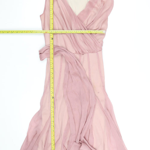 Principles Women Pink Size 10 Sleeveless Chiffon Wrap Dress