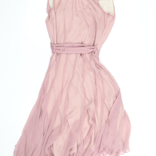 Principles Women Pink Size 10 Sleeveless Chiffon Wrap Dress