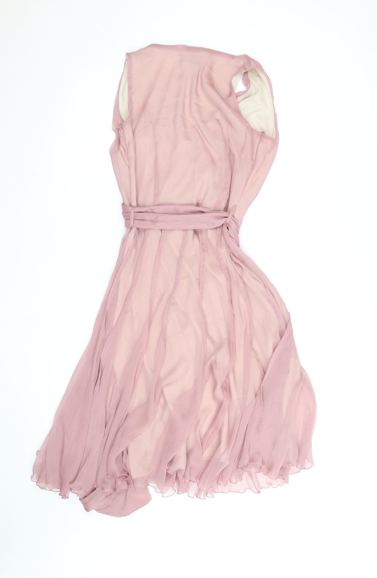 Principles Women Pink Size 10 Sleeveless Chiffon Wrap Dress