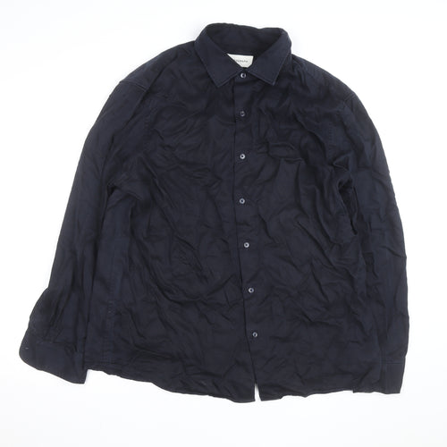Marks and Spencer Men’s Blue Cotton Twill Button-Up Shirt XL