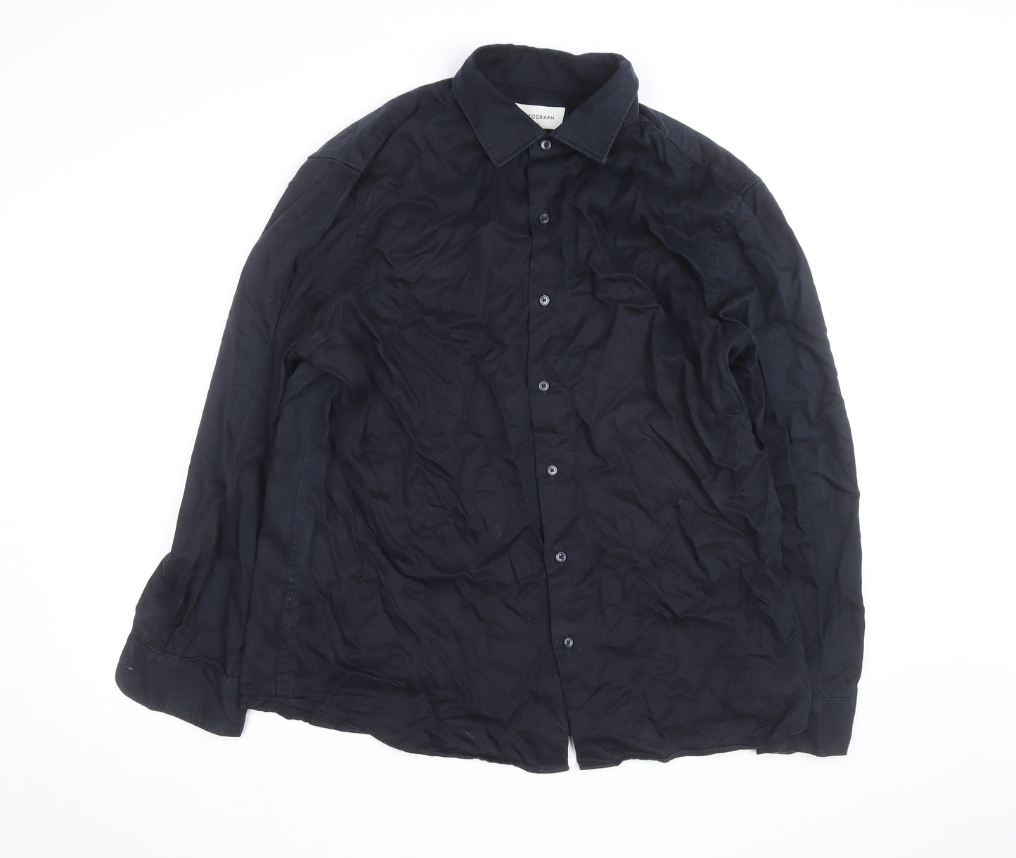 Marks and Spencer Men’s Blue Cotton Twill Button-Up Shirt XL