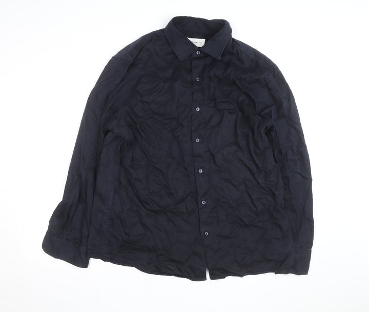 Marks and Spencer Men’s Blue Cotton Twill Button-Up Shirt XL