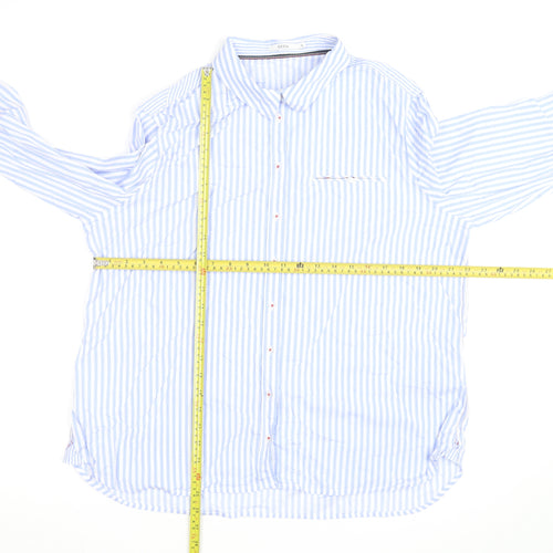 Cecil Men’s Blue White Striped Button-Up Long Sleeve Shirt XL