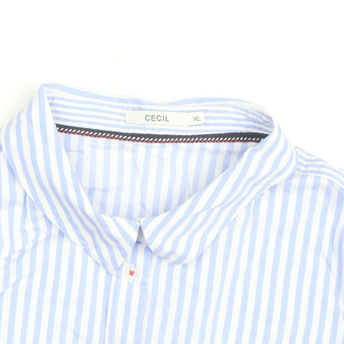 Cecil Men’s Blue White Striped Button-Up Long Sleeve Shirt XL