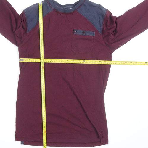 Tommy Hilfiger Men's Red XL Long Sleeve Quilted Shoulder Casual Top