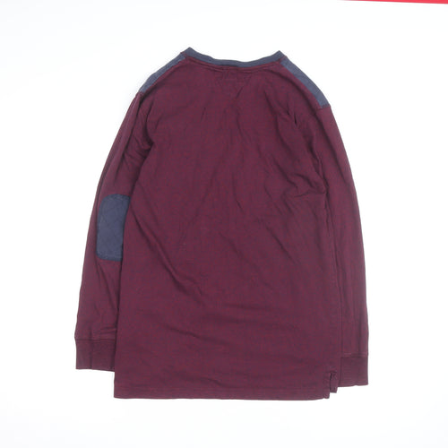 Tommy Hilfiger Men's Red XL Long Sleeve Quilted Shoulder Casual Top