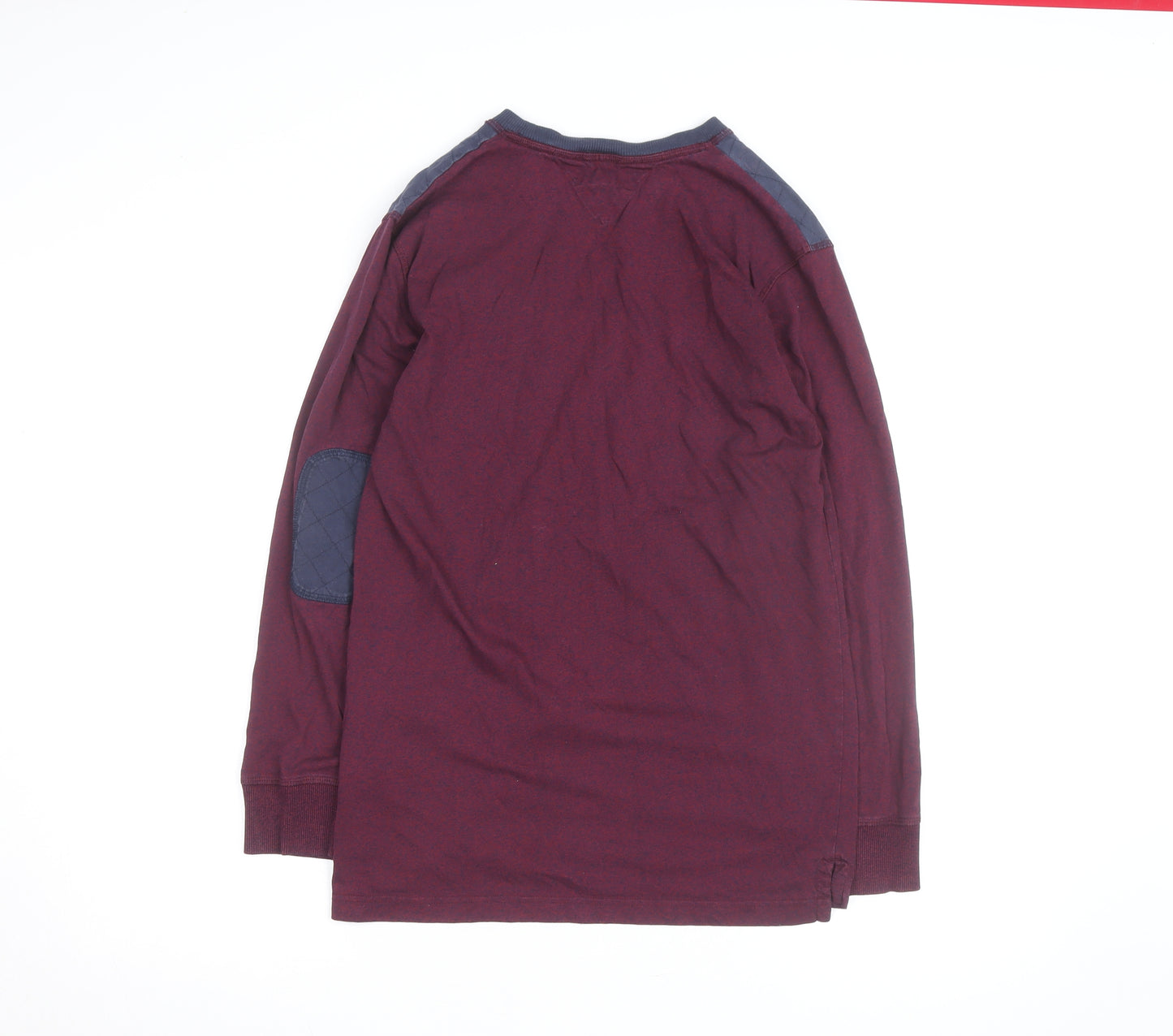 Tommy Hilfiger Men's Red XL Long Sleeve Quilted Shoulder Casual Top