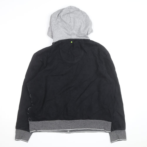 BOSS Mens Black Argyle Full Zip Hoodie XL Classic Knit Sweatshirt