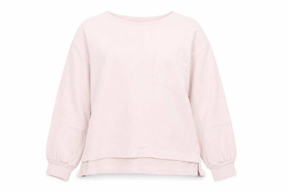 Front view of Marks & Spencer Per Una Women's Pink Cotton Pullover Sweatshirt, size 14