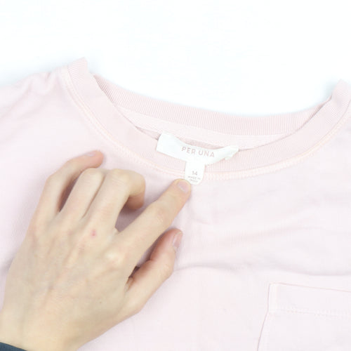 Marks and Spencer Per Una Women's Pink Cotton Pullover Sweatshirt Size 14