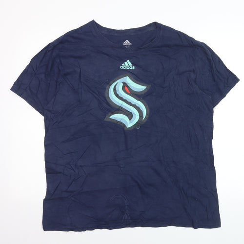 Adidas Men's Blue XL Sports Graphic Cotton T-Shirt