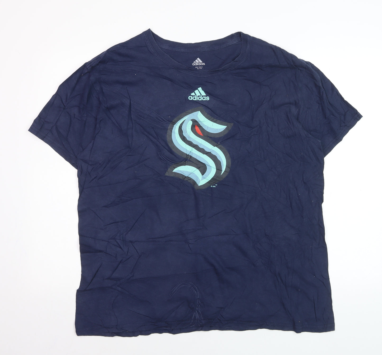 Adidas Men's Blue XL Sports Graphic Cotton T-Shirt