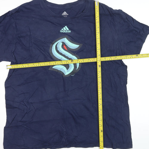 Adidas Men's Blue XL Sports Graphic Cotton T-Shirt