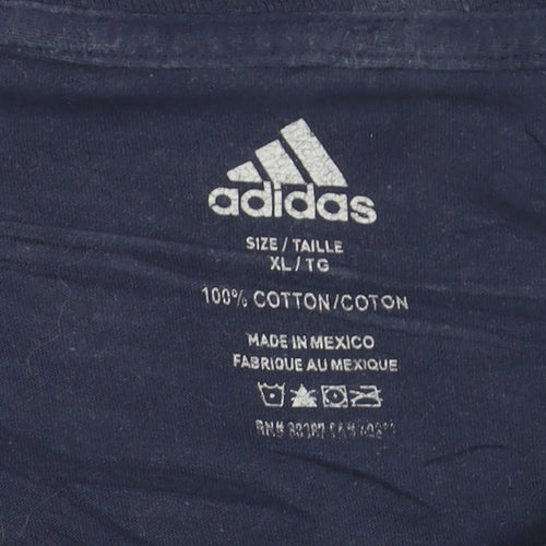 Adidas Men's Blue XL Sports Graphic Cotton T-Shirt