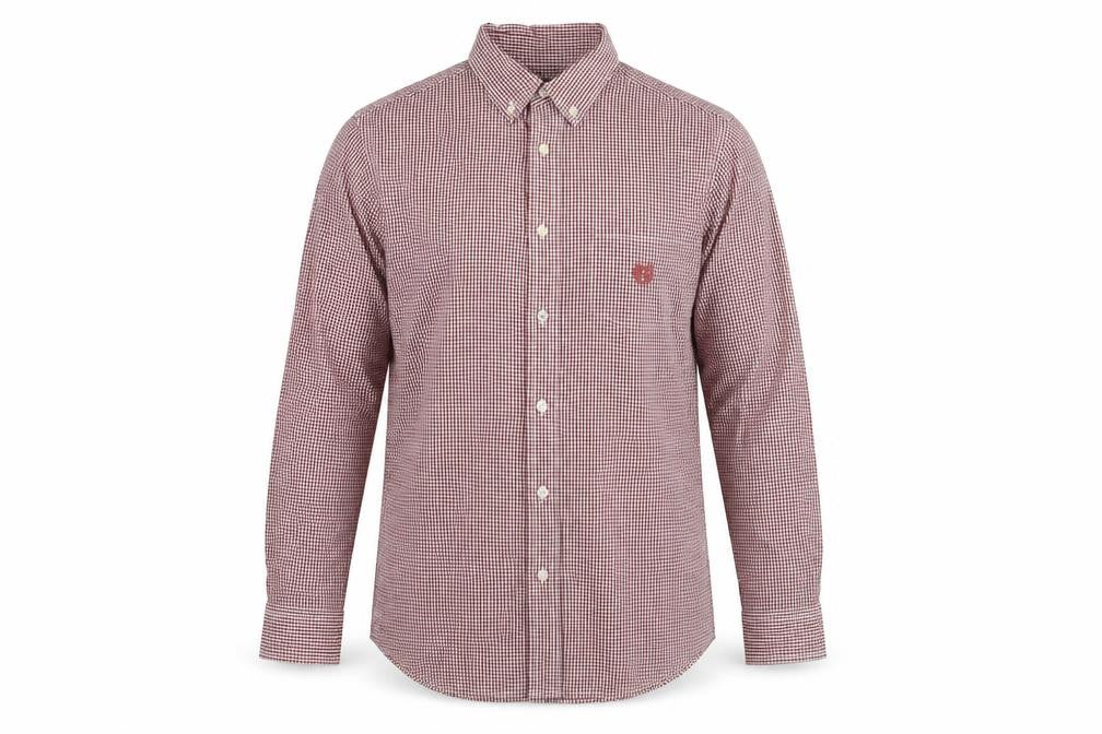 Chaps Men's Red Check Slim Fit Long Sleeve Dress Shirt Size S
