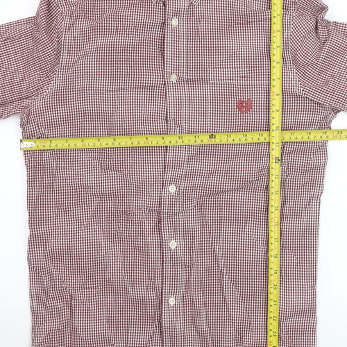 Chaps Men's Red Check Slim Fit Long Sleeve Dress Shirt Size S