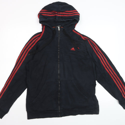 Adidas Men's Black Full Zip Hoodie L Sports Essentials