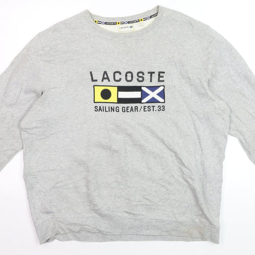 Lacoste Men's Grey XL Crew Neck Sailing Graphic Sweatshirt