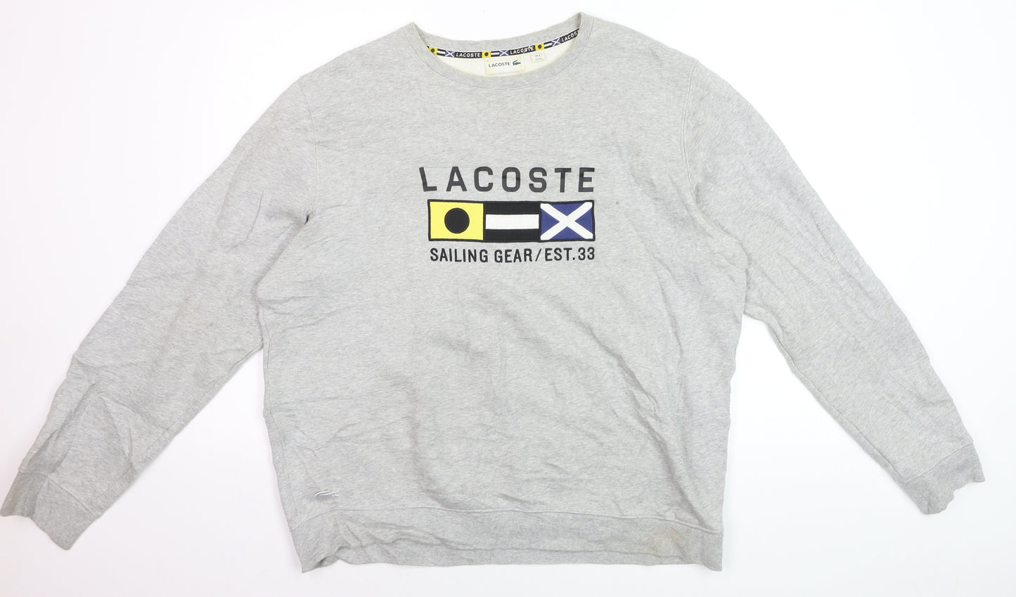 Lacoste Men's Grey XL Crew Neck Sailing Graphic Sweatshirt