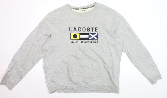 Lacoste Men's Grey XL Crew Neck Sailing Graphic Sweatshirt