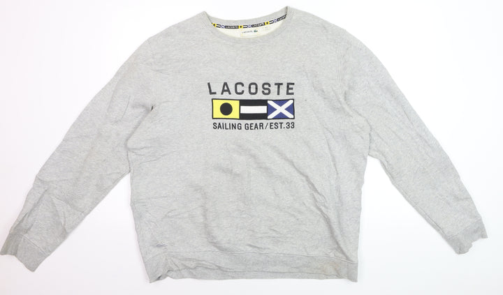 Lacoste Men's Grey XL Crew Neck Sailing Graphic Sweatshirt