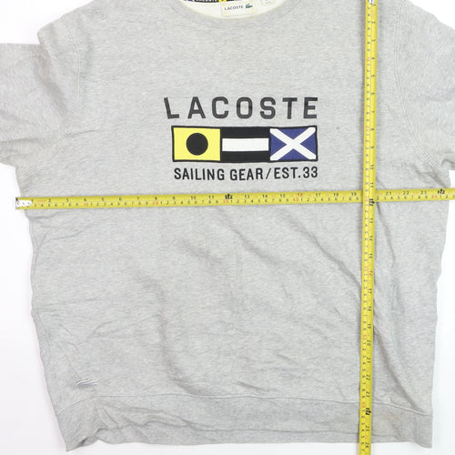 Lacoste Men's Grey XL Crew Neck Sailing Graphic Sweatshirt
