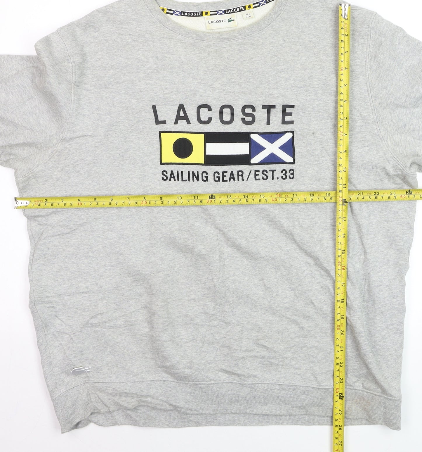 Lacoste Men's Grey XL Crew Neck Sailing Graphic Sweatshirt