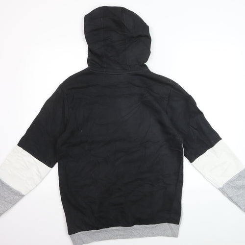 Adidas Boys Black Grey Colourblock Pullover Hoodie Size 15-16 Years