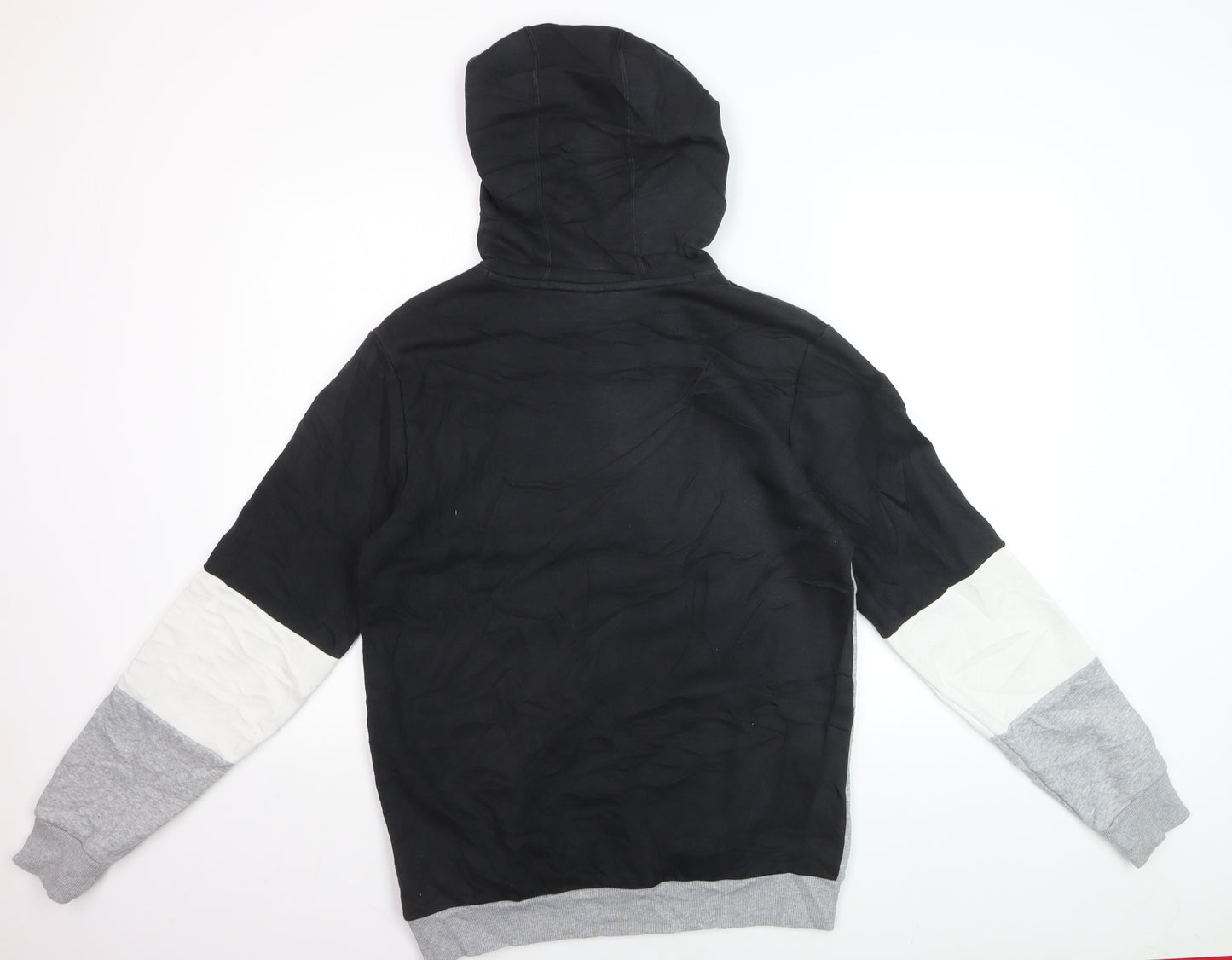 Adidas Boys Black Grey Colourblock Pullover Hoodie Size 15-16 Years