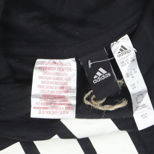 Adidas Boys Black Grey Colourblock Pullover Hoodie Size 15-16 Years