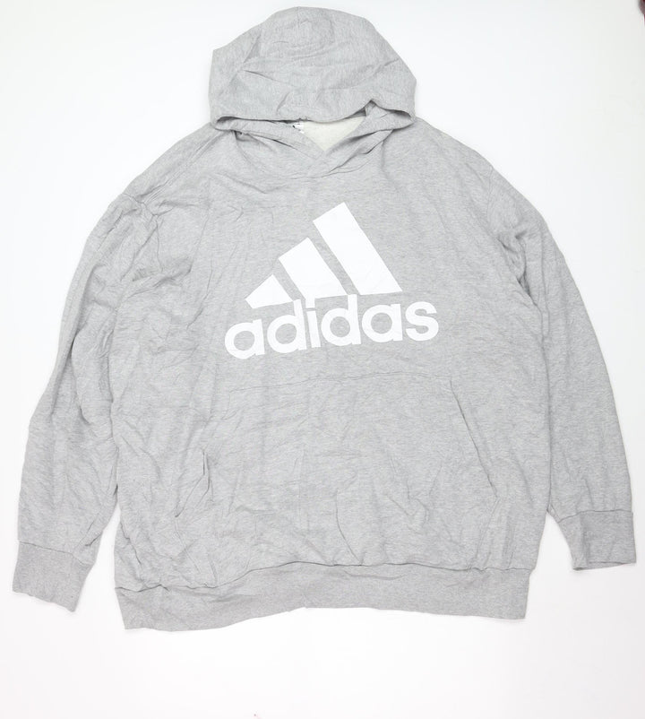 Adidas Men's Grey 3XL Pullover Hoodie with Logo Print