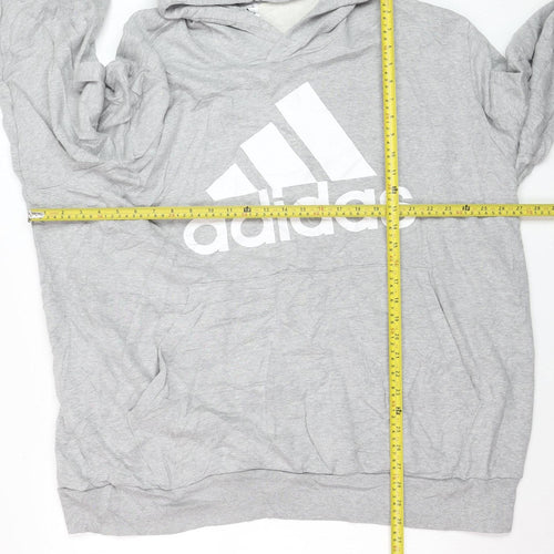 Adidas Men's Grey 3XL Pullover Hoodie with Logo Print