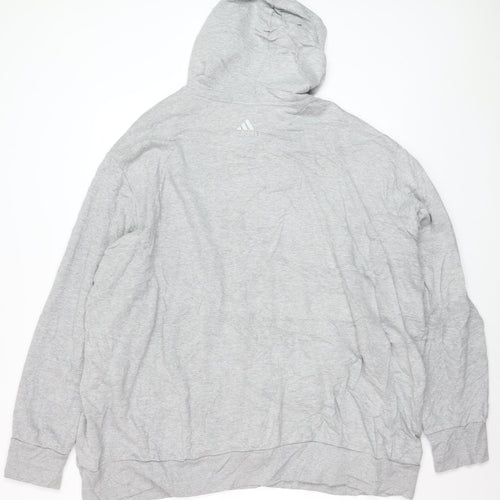 Adidas Men's Grey 3XL Pullover Hoodie with Logo Print