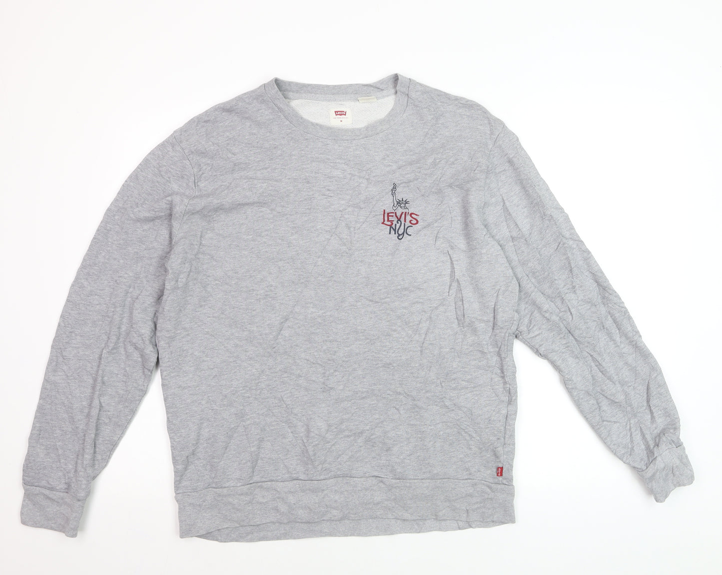 Levi's Men's Grey Logo Pullover Sweatshirt M Crew Neck Cotton