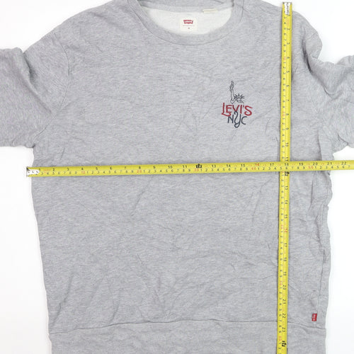 Levi's Men's Grey Logo Pullover Sweatshirt M Crew Neck Cotton