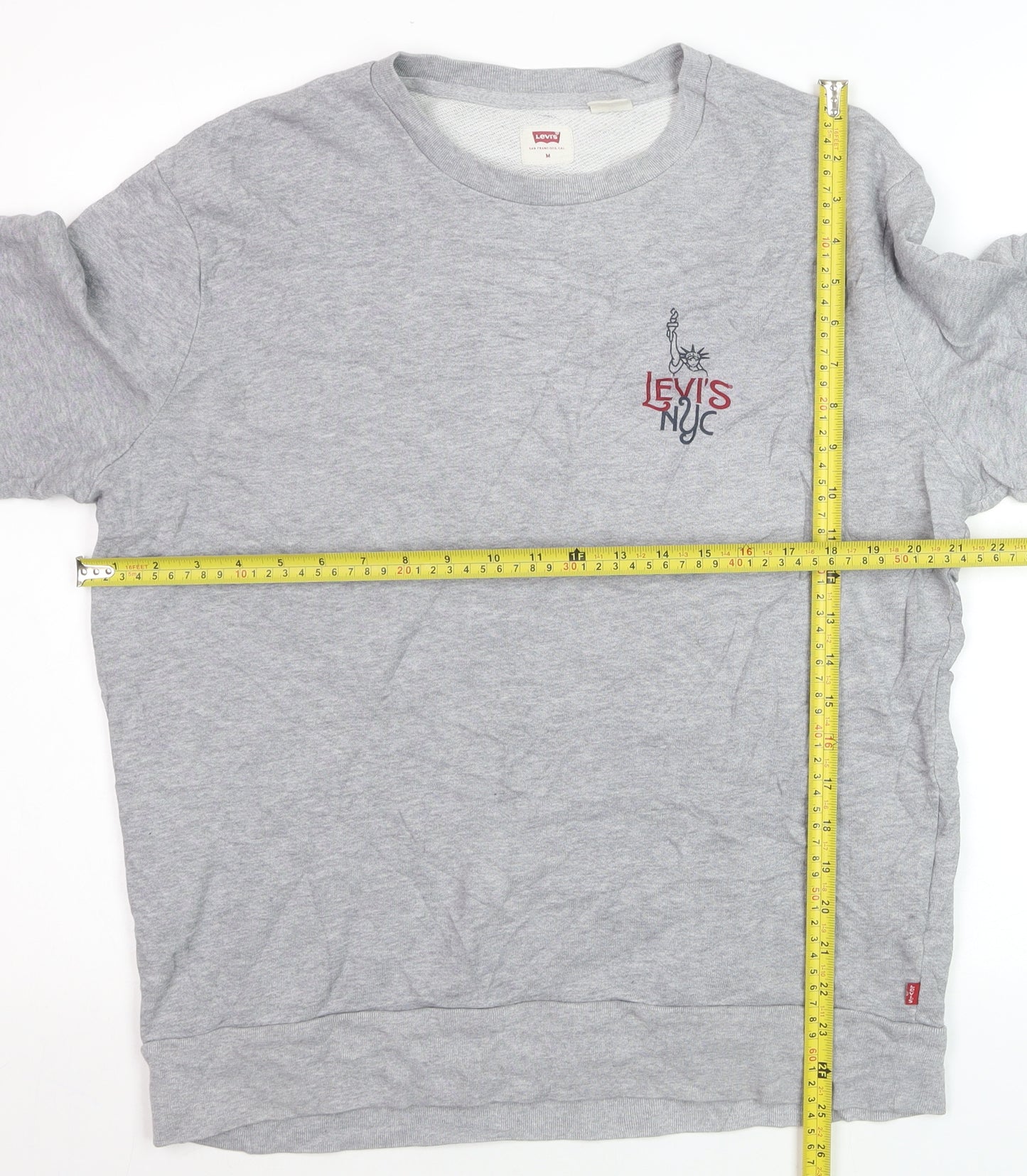 Levi's Men's Grey Logo Pullover Sweatshirt M Crew Neck Cotton