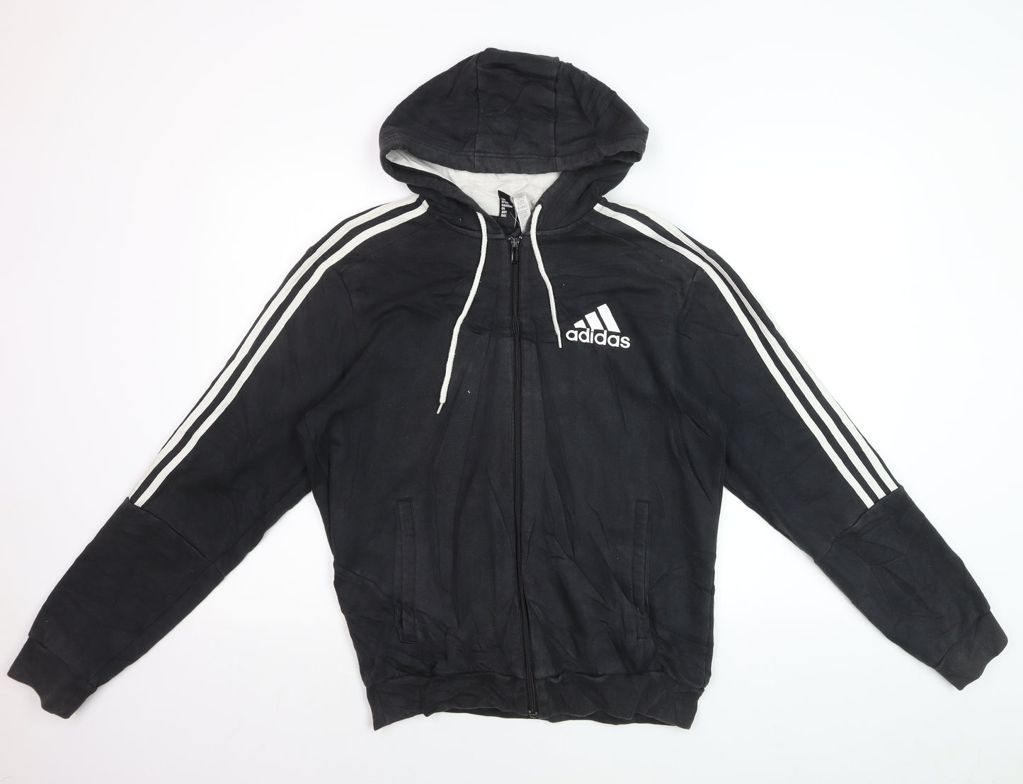 Adidas Men’s Black Full Zip Hoodie Medium Sports Fleece