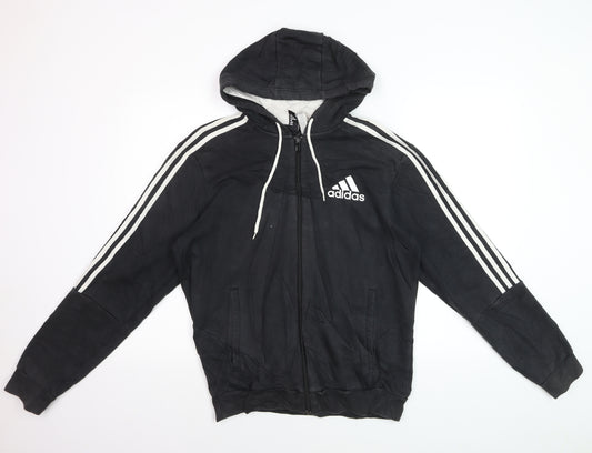 Adidas Men’s Black Full Zip Hoodie Medium Sports Fleece