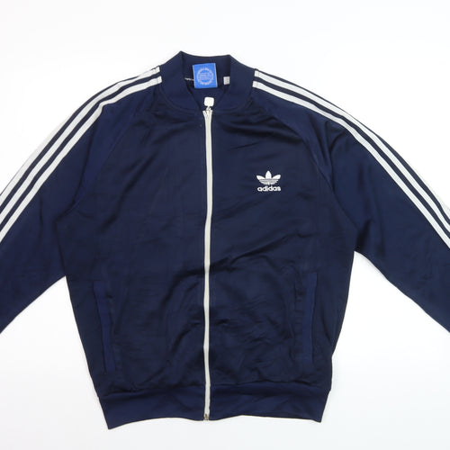 Adidas Men's Blue Medium Track Jacket Full Zip Classic Windbreaker
