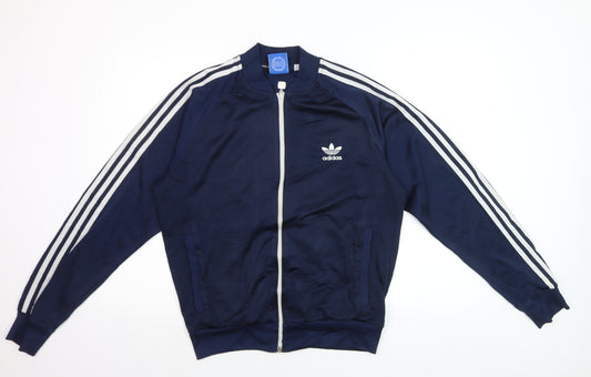 Adidas Men's Blue Medium Track Jacket Full Zip Classic Windbreaker